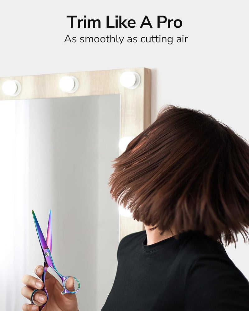 ULG Hair Cutting Scissors, Professional Hair Scissors 6.5 inch Right-Hand Razor Edge Barber Shears Salon Hair Cutting Shears Made of Japanese Stainless Steel, Hand Sharpened Rainbow - Image 2